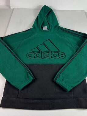 Adidas Sweatshirt Youth Extra Large Green & Black Faded Logo Pullover Hoodie